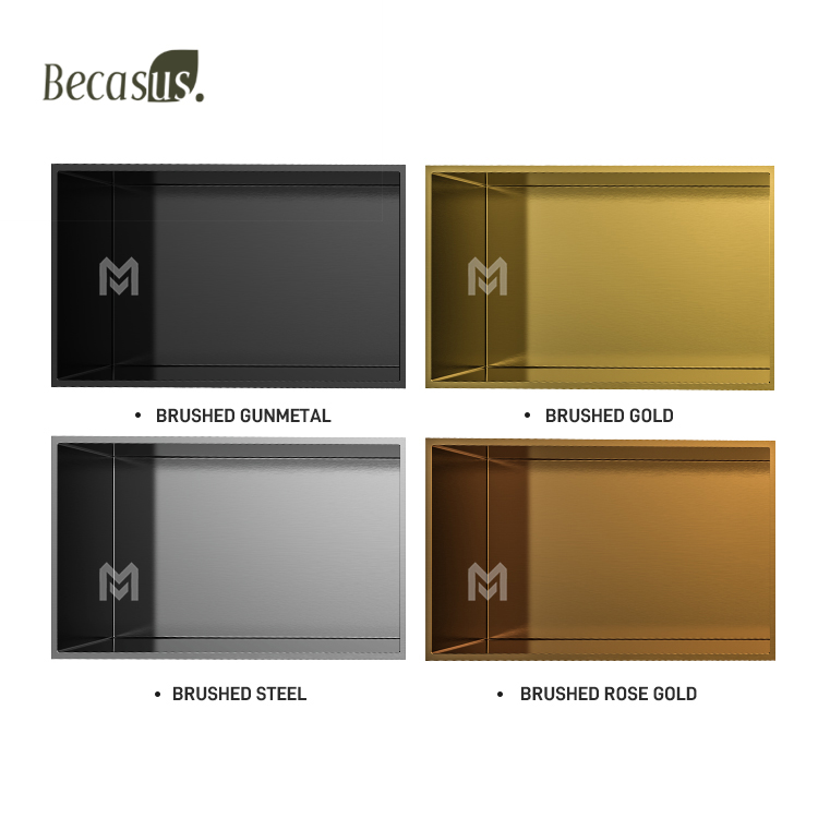 Niche murale encastr&eacute;e en acier inoxydable robuste, moderne, organisateur de rangement pour savon et shampoing, &eacute;tanche, durable et facile &agrave; installer, niche de douche