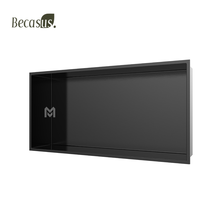 Niche murale encastr&eacute;e en acier inoxydable robuste, moderne, organisateur de rangement pour savon et shampoing, &eacute;tanche, durable et facile &agrave; installer, niche de douche