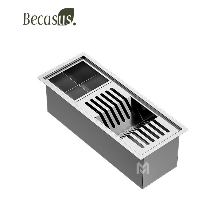 BK-48192 Kompakte Workstation-Sp&uuml;le 477&times;190&times;150 mm SUS304 4-Zonen-Kanal f&uuml;r kleine K&uuml;cheninsel-Barbereich